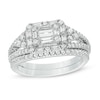 Thumbnail Image 0 of 1 CT. T.W. Composite Diamond Rectangular Frame with Tri-Sides Bridal Set in 14K White Gold