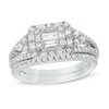 Thumbnail Image 1 of 1 CT. T.W. Composite Diamond Rectangular Frame with Tri-Sides Bridal Set in 14K White Gold
