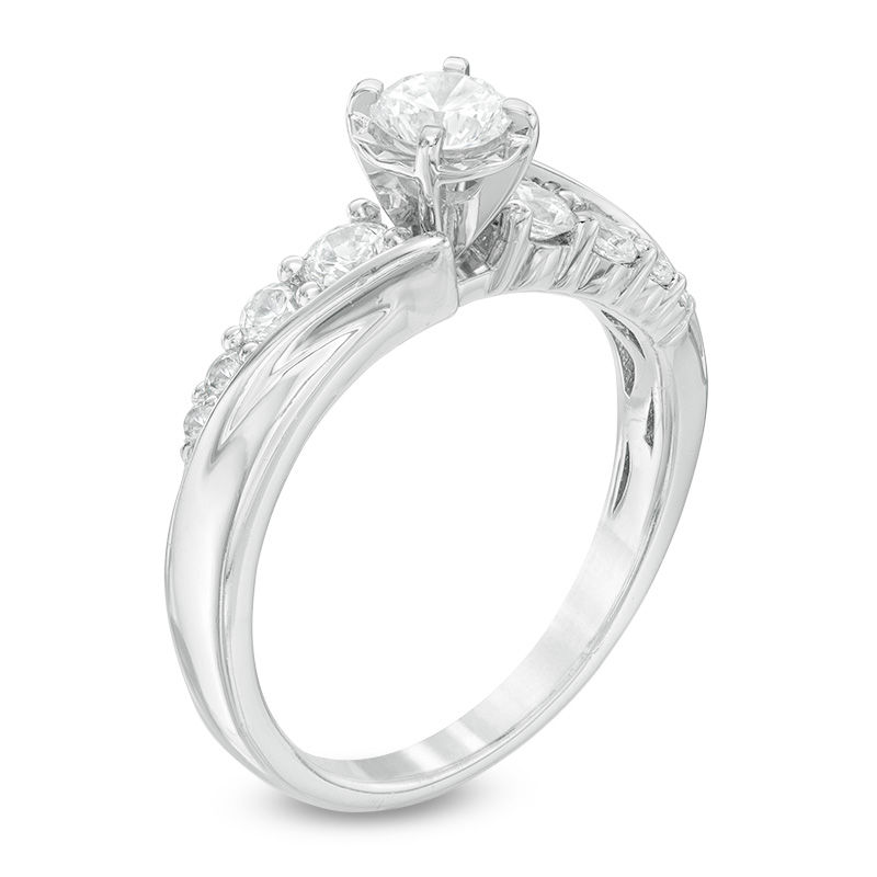 Main Image 2 of 3/4 CT. T.W. Diamond Slant Engagement Ring in 14K White Gold