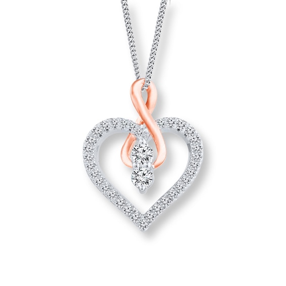 Ever Us® 1/ CT. T.w. Two-Stone Diamond Heart with Infinity Pendant in 14K Two-Tone Gold
