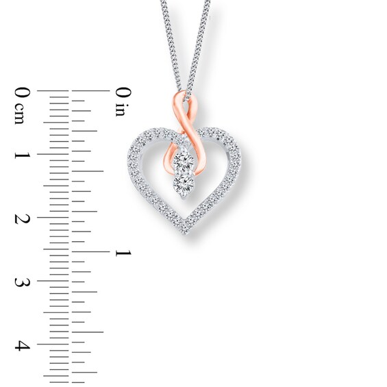 Ever UsÂ® 1/ CT. T.w. Two-Stone Diamond Heart with Infinity Pendant in 14K Two-Tone Gold