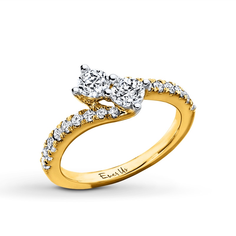 Main Image 2 of Ever Us® 1 CT. T.W. Two-Stone Diamond Bypass Ring in 14K Gold