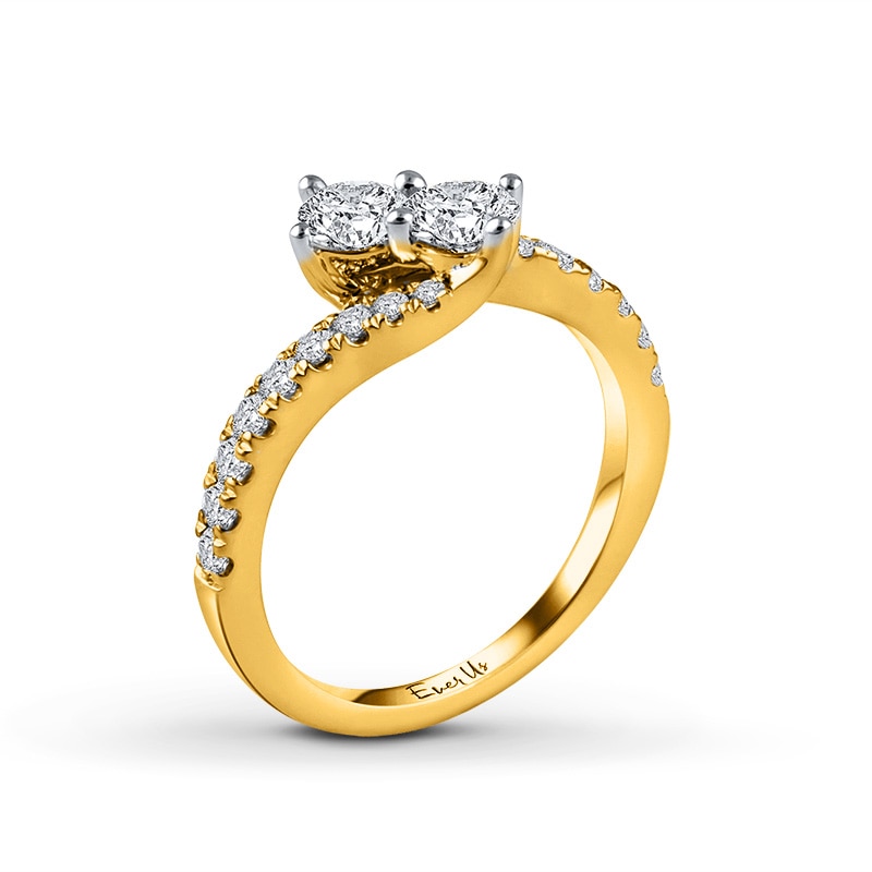 Main Image 3 of Ever Us® 1 CT. T.W. Two-Stone Diamond Bypass Ring in 14K Gold