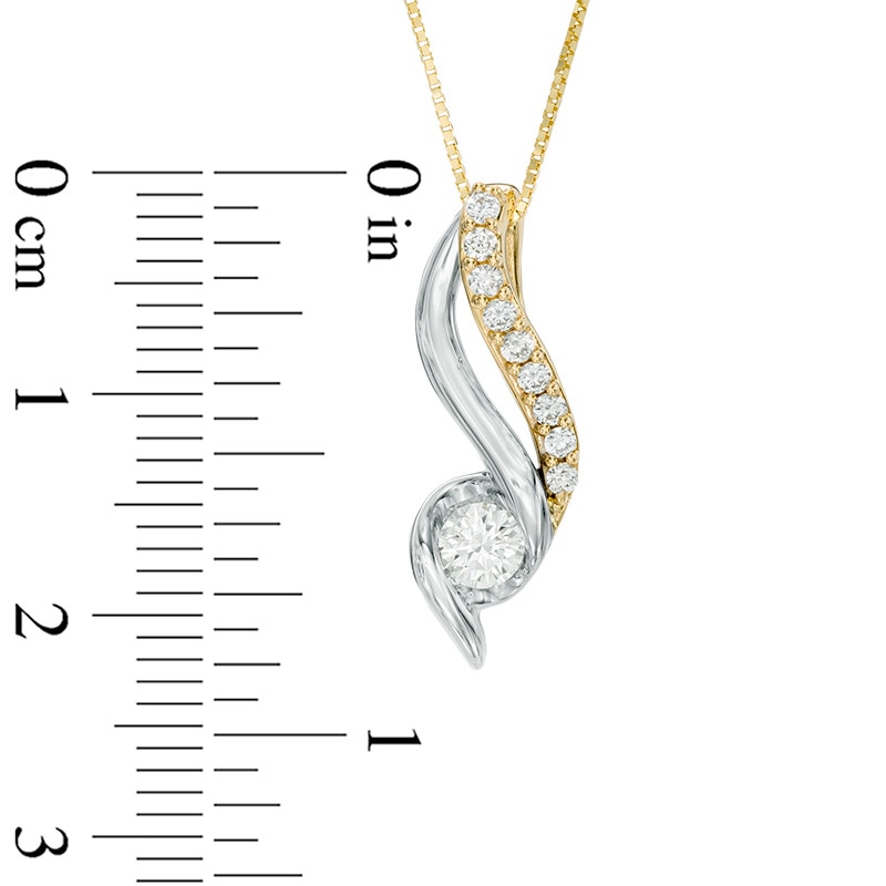 Main Image 2 of Sirena™ 1/3 CT. T.W. Diamond Wave Pendant in 14K Two-Tone Gold