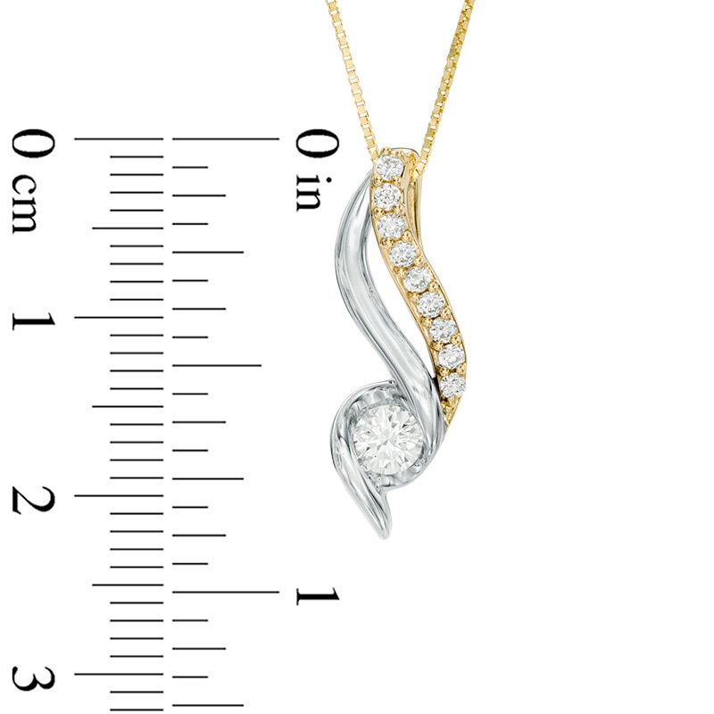 Sirena™ 1/3 CT. T.W. Diamond Wave Pendant in 14K Two-Tone Gold