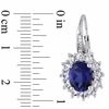 Thumbnail Image 3 of Oval Lab-Created Blue and White Sapphire with Diamond Accent Frame Pendant, Ring and Earrings Set in Sterling Silver - Size 7