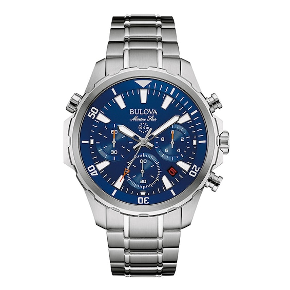 Men's Bulova Marine Star Chronograph Watch with Blue Dial (Model: 96B256)