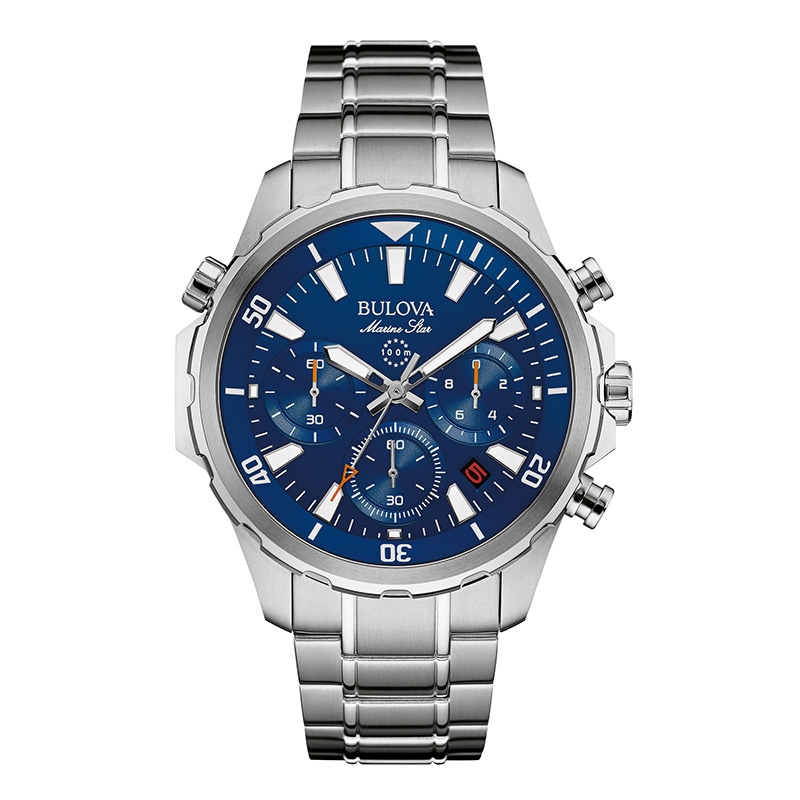 Main Image 1 of Men's Bulova Marine Star Chronograph Watch with Blue Dial (Model: 96B256)
