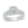 Thumbnail Image 1 of 1/4 CT. T.W. Multi-Diamond Cushion Frame Bridal Set in 10K White Gold