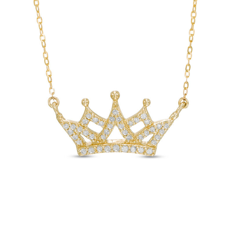 1/8 CT. T.W. Diamond Crown Necklace in 10K Gold - 16.5