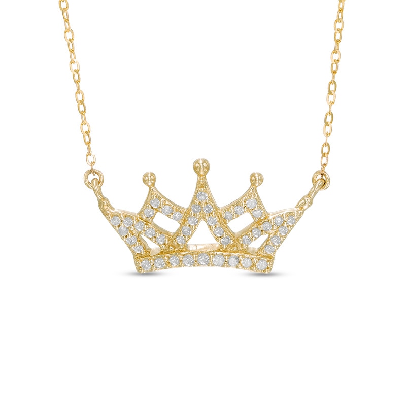 1/8 CT. T.W. Diamond Crown Necklace in 10K Gold - 16.5"