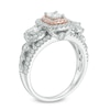Thumbnail Image 1 of 1-1/5 CT. T.W. Diamond Double Cushion Frame Past Present Future® Engagement Ring in 14K Two-Tone Gold