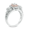 Thumbnail Image 2 of 1-1/5 CT. T.W. Diamond Double Cushion Frame Past Present Future® Engagement Ring in 14K Two-Tone Gold