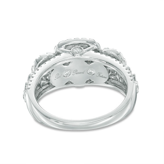 1-1/5 CT. T.w. Diamond Double Cushion Frame Past Present FutureÂ® Engagement Ring in 14K Two-Tone Gold