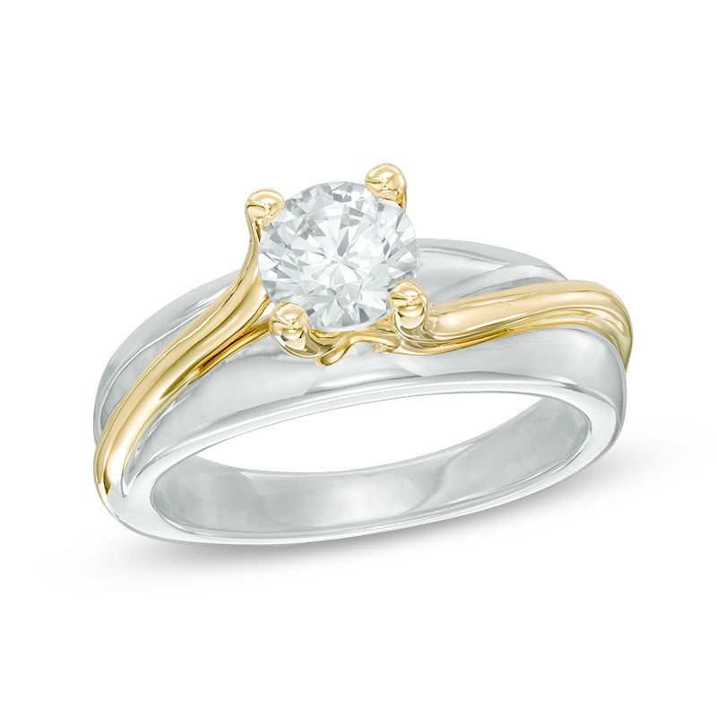 3/4 CT. Diamond Solitaire Bypass Engagement Ring in 14K Two-Tone Gold