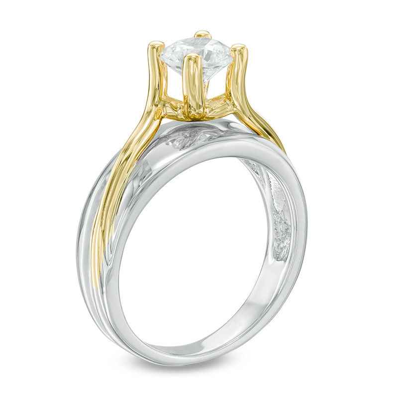 3/4 CT. Diamond Solitaire Bypass Engagement Ring in 14K Two-Tone Gold