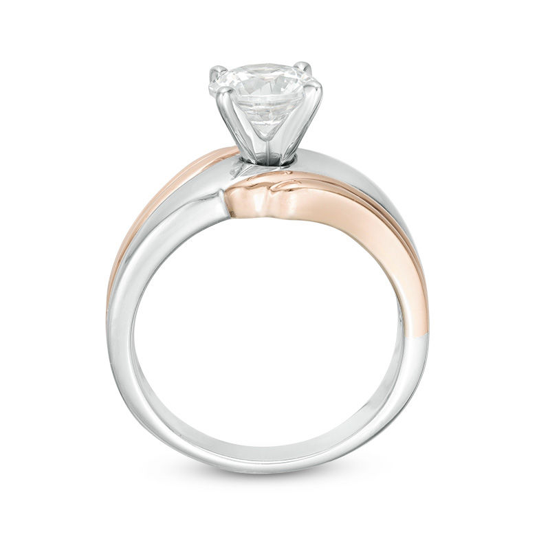 1 Ct Diamond Solitaire Bypass Engagement Ring In 14k Two Tone Gold Zales