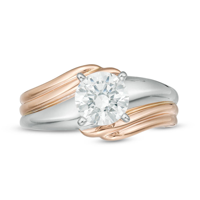 1 CT. Diamond Solitaire Bypass Engagement Ring in 14K Two-Tone Gold
