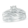 Thumbnail Image 0 of 1/4 CT. T.W. Diamond Slant Bridal Set in Sterling Silver