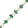 Thumbnail Image 0 of Lab-Created Green Quartz and White Sapphire Floral Bracelet in Sterling Silver and 18K Gold Plate - 7.25"