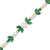 Thumbnail Image 1 of Lab-Created Green Quartz and White Sapphire Floral Bracelet in Sterling Silver and 18K Gold Plate - 7.25"