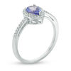 Thumbnail Image 2 of Pear-Shaped Tanzanite and 1/10 CT. T.W. Diamond Frame Ring in 10K White Gold