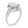 Thumbnail Image 2 of Oval Lab-Created Opal, Tanzanite and Diamond Accent Frame Ring in Sterling Silver