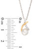 Thumbnail Image 2 of Freshwater Cultured Pearl and Lab-Created White Sapphire Pendant and Earrings Set in Sterling Silver with 14K Gold Plate