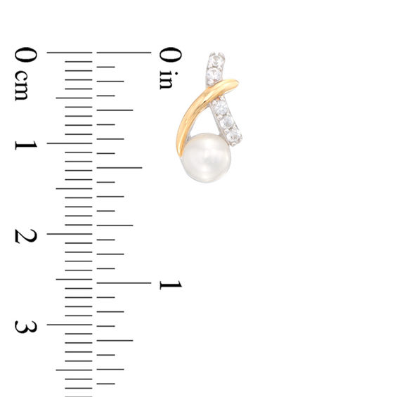 Freshwater Cultured Pearl and Lab-Created White Sapphire Pendant and Earrings Set in Sterling Silver with 14K Gold Plate