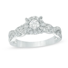 Engagement Rings Wedding Zales T W Diamond Frame Twist Shank Engagement Ring In 10k White Gold