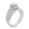 Thumbnail Image 2 of 3/4 CT. T.W. Diamond Frame Split Shank Bridal Set in 10K White Gold