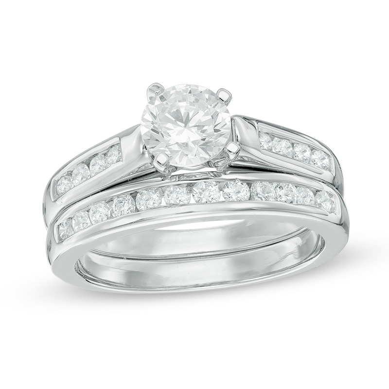 1-1/4 CT. T.W. Diamond Channel Bridal Set in 10K White Gold