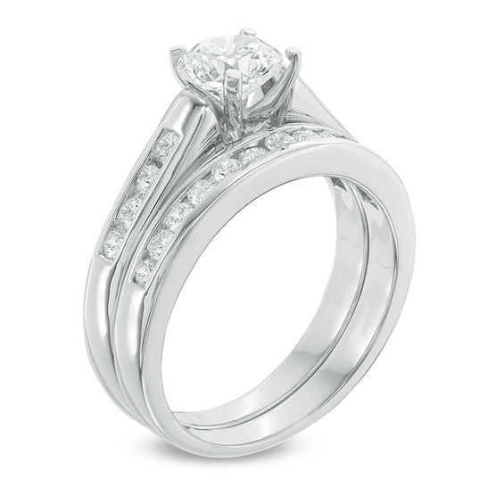 1-1/4 CT. T.w. Diamond Channel Bridal Set in 10K White Gold