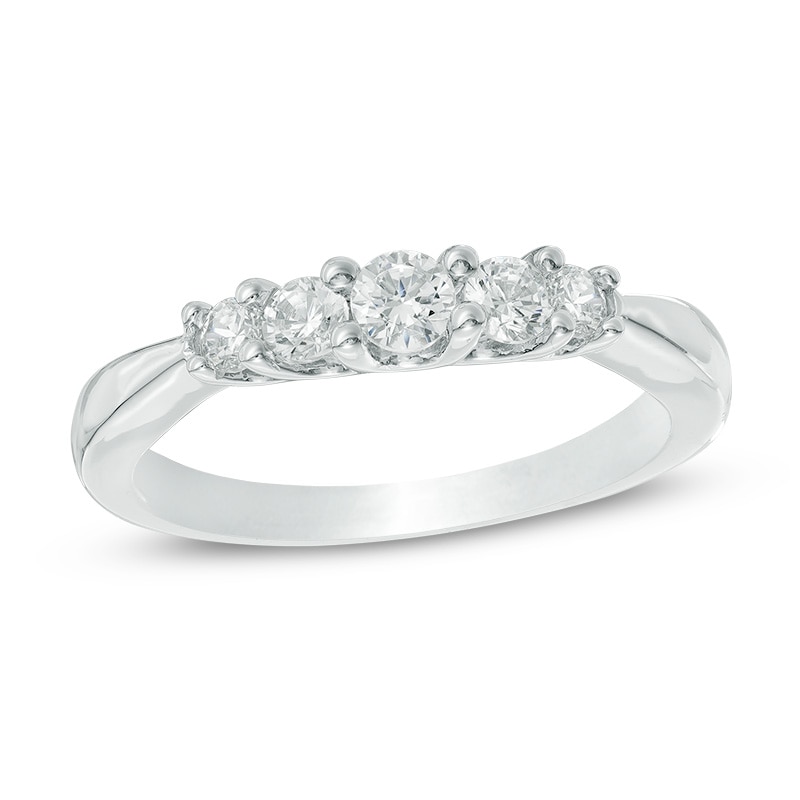 1/2 CT. T.W. Diamond Five Stone Anniversary Band in 10K White Gold