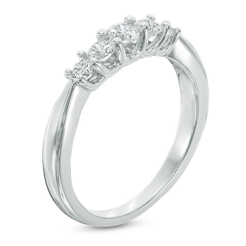 Main Image 2 of 1/2 CT. T.W. Diamond Five Stone Anniversary Band in 10K White Gold