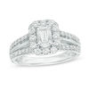 Thumbnail Image 1 of Celebration Ideal 1-1/2 CT. T.W. Certified Diamond Octagonal Frame Engagement Ring in 14K White Gold (I/I1)
