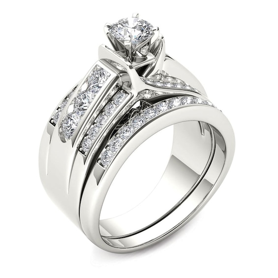 1-1/4 CT. T.w. Diamond Multi-Row Bridal Set in 14K Gold