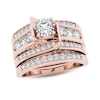 Thumbnail Image 1 of 1-1/4 CT. T.W. Diamond Multi-Row Bridal Set in 14K Rose Gold