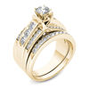 Thumbnail Image 1 of 1-1/4  CT. T.W. Diamond Multi-Row Bridal Set in 14K Gold