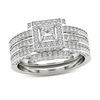 Thumbnail Image 0 of 1-3/8 CT. T.W. Princess-Cut Diamond Frame Three Piece Bridal Set in 14K White Gold