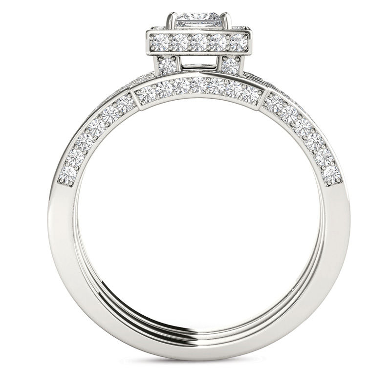 1-3/8 CT. T.W. Princess-Cut Diamond Frame Three Piece Bridal Set in 14K White Gold