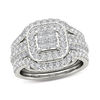 Thumbnail Image 1 of 1-3/4 CT. T.W. Quad Princess-Cut Diamond Frame Three Piece Bridal Set in 14K White Gold