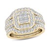 Thumbnail Image 1 of 1-3/4 CT. T.W. Quad Princess-Cut Diamond Frame Three Piece Bridal Set in 14K Gold