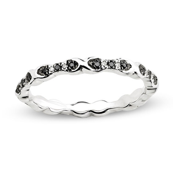 Stackable Expressionsâ¢ 1/8 CT. T.w. Enhanced Black and White Diamond Band Sterling Silver