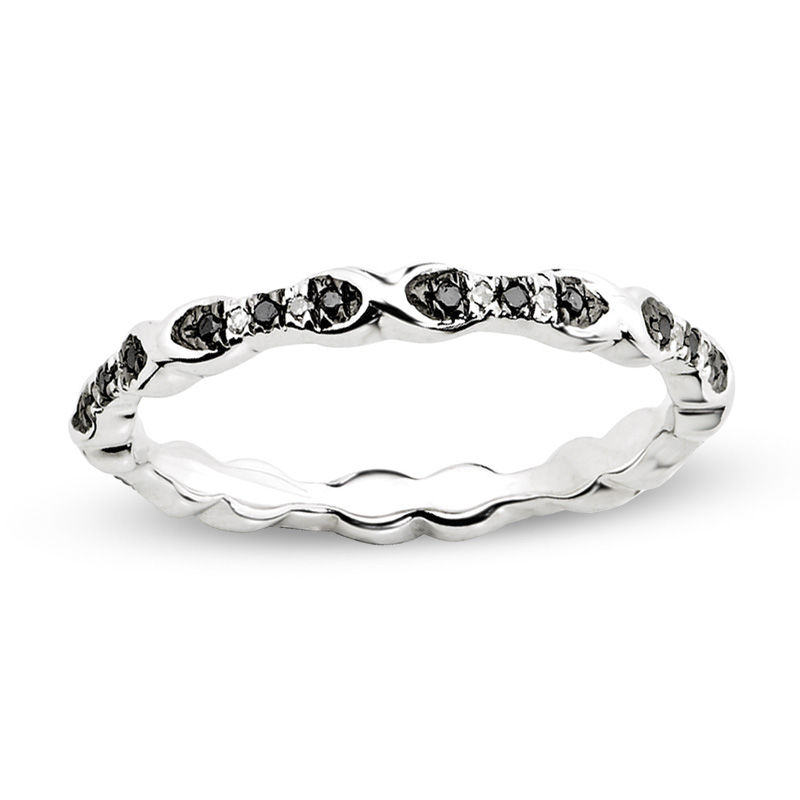 Stackable Expressions™ 1/8 CT. T.W. Enhanced Black and White Diamond Band in Sterling Silver