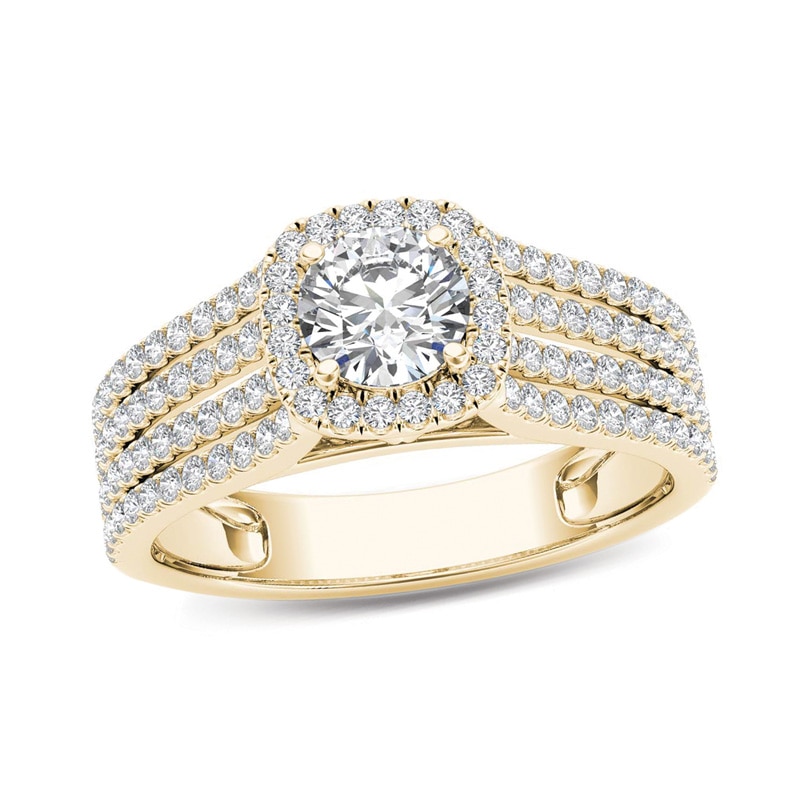 1 CT. T.W. Diamond Frame Multi-Row Engagement Ring in 14K Gold