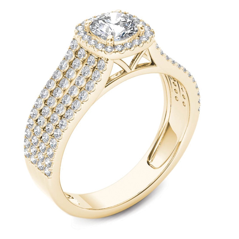 1 CT. T.W. Diamond Frame Multi-Row Engagement Ring in 14K Gold