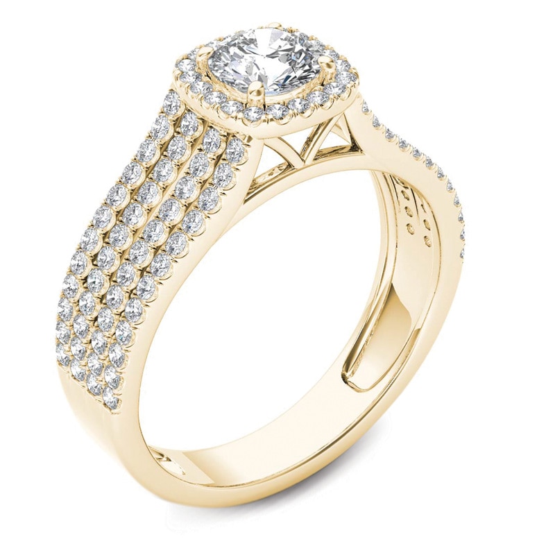 Main Image 2 of 1 CT. T.W. Diamond Frame Multi-Row Engagement Ring in 14K Gold