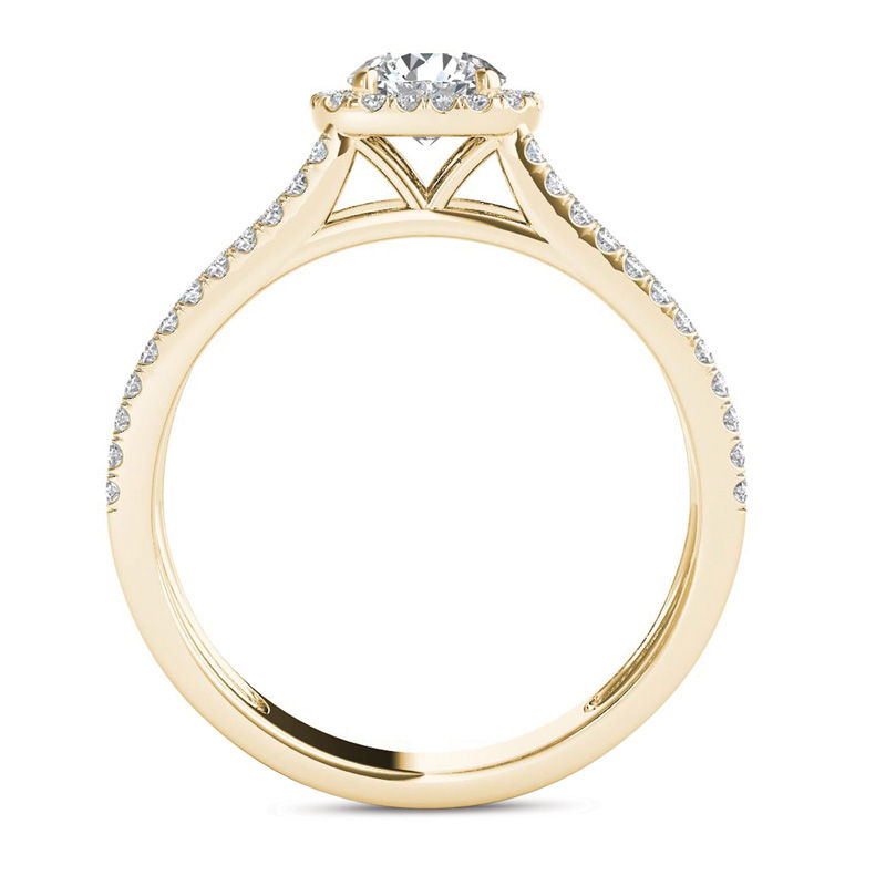 Main Image 3 of 1 CT. T.W. Diamond Frame Multi-Row Engagement Ring in 14K Gold