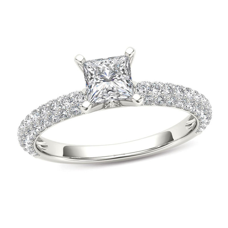 1 CT. T.W. Princess-Cut Diamond Engagement Ring in 14K White Gold